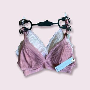 Two Marilyn Monroe Bras Bralettes Pink Rose Sz M NWT